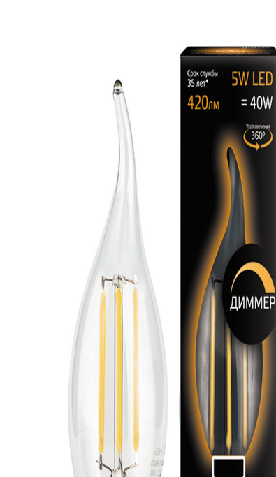 Лампа Gauss LED Filament Candle tailed dimmable E14 5W 2700К 1 10 50 104801105-D
