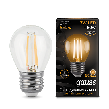 Лампа Gauss LED Filament Globe E27 7W 2700K 1 10 50 105802107
