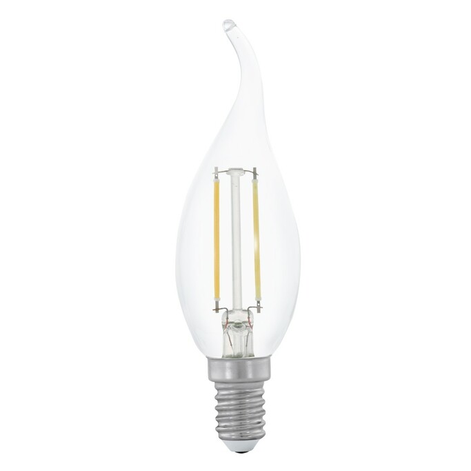 EGLO Лампа светодиодная филаментная"Cвеча на ветру", 2W (Е14), 2700K, 180lm, прозрачный