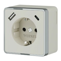 Werkel W5071703  Розетка с заземлением, шторками и USB тип A+C Gallant (слоновая кость)