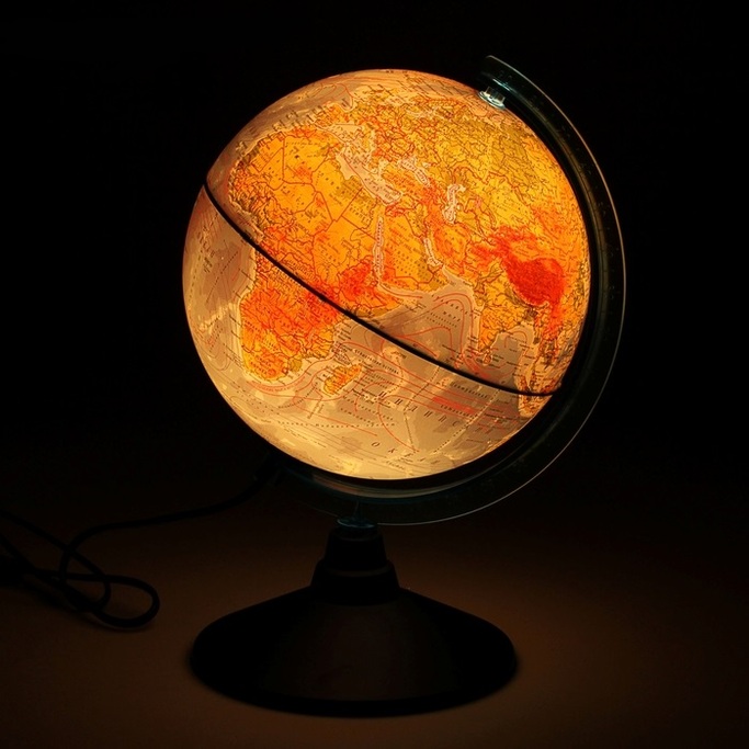 Глобус физический рельефный диаметр 210мм "Классик" с подсветкой