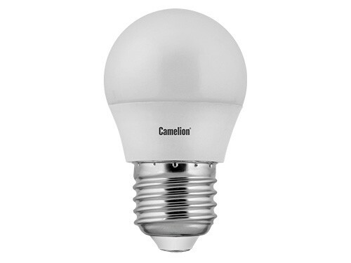 Лампа св д Camelion Шар G45 E27 7W(530lm 220°) 3000K матов. 80x45 пластик LED7-G45 830 E27