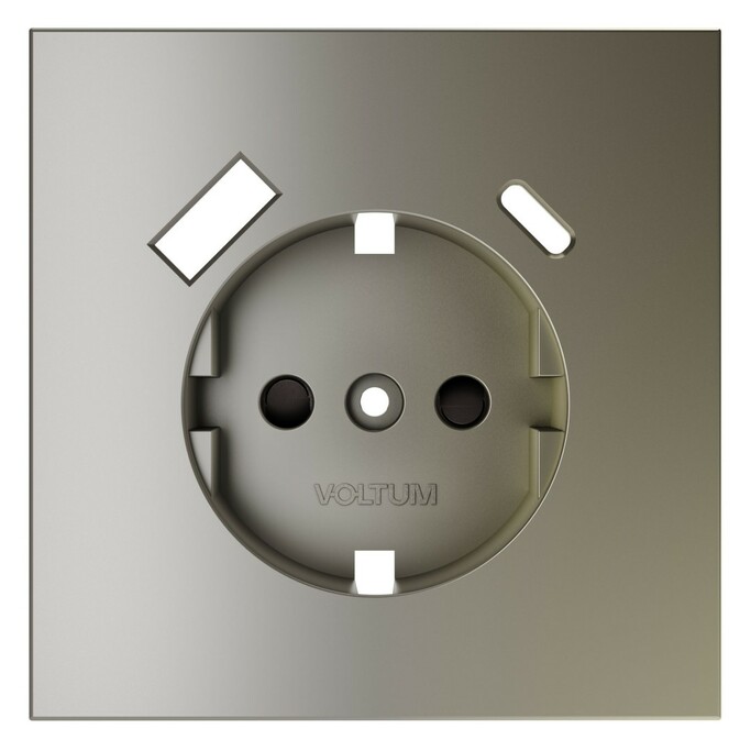 Voltum VLS001004 Накладка для розетки с заземлением и защитными шторками, с USB A+C, S70 (шелк)
