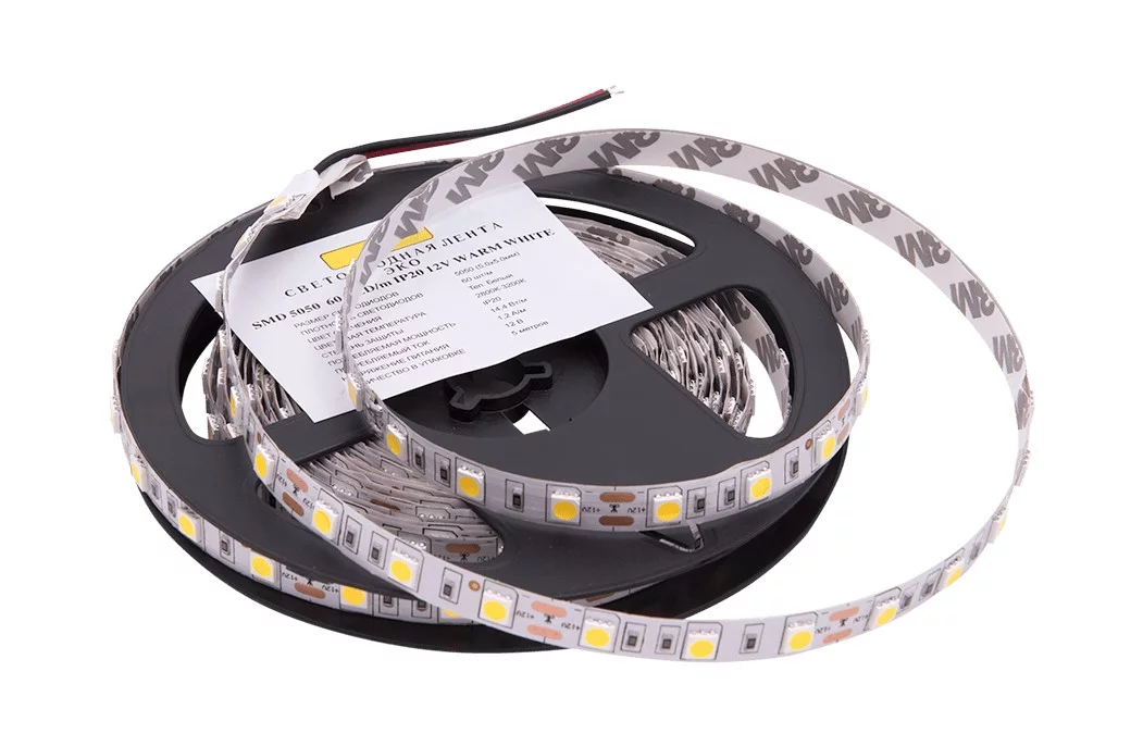 Лента св д SWG ECO-SWG560-12-14.4-WW эконом 5050 60 LED м 14,4 Вт м 12В IP33 Теплый белый
