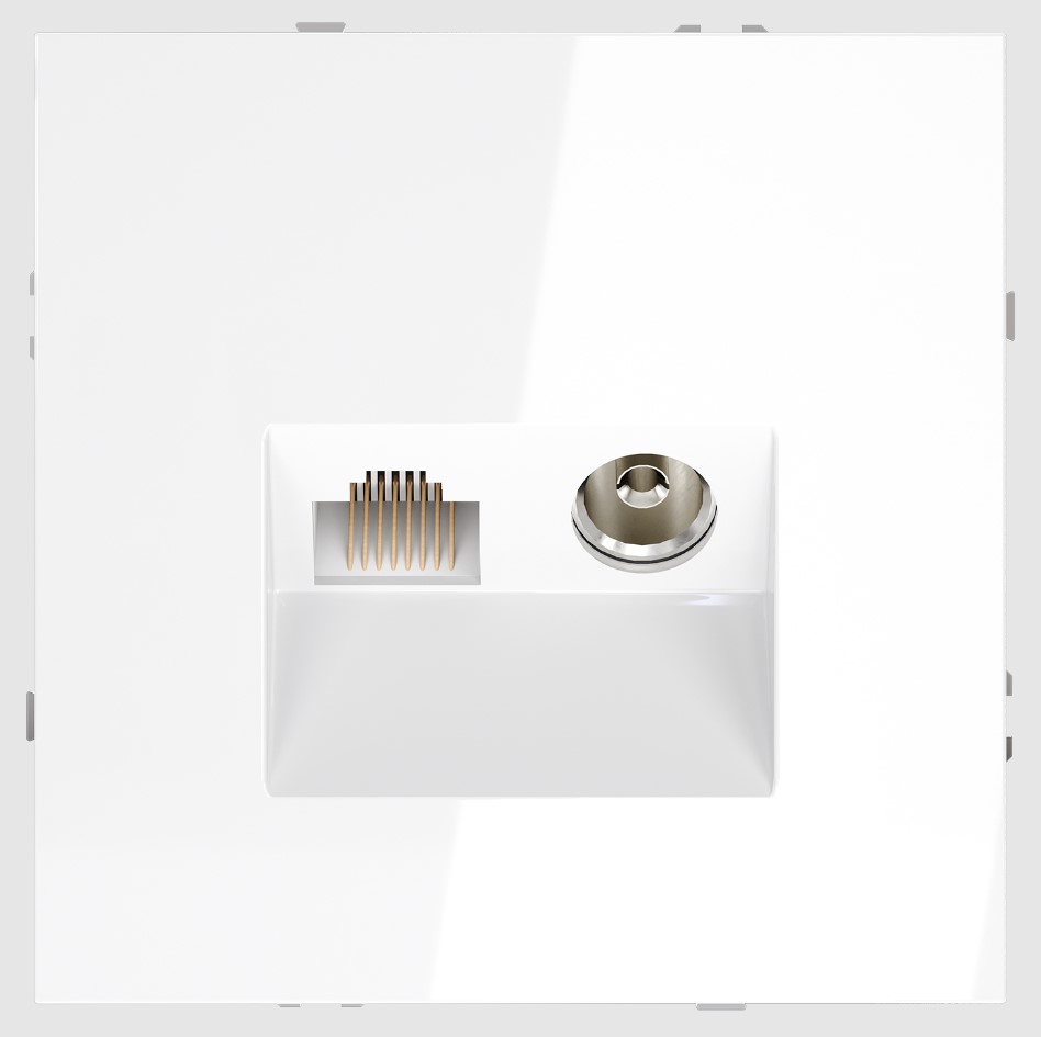 Voltum Розетка телевизионная встраиваемая VOLTUM S70 TV+RJ45 кат. 6, (белый глянцевый) VLS060701