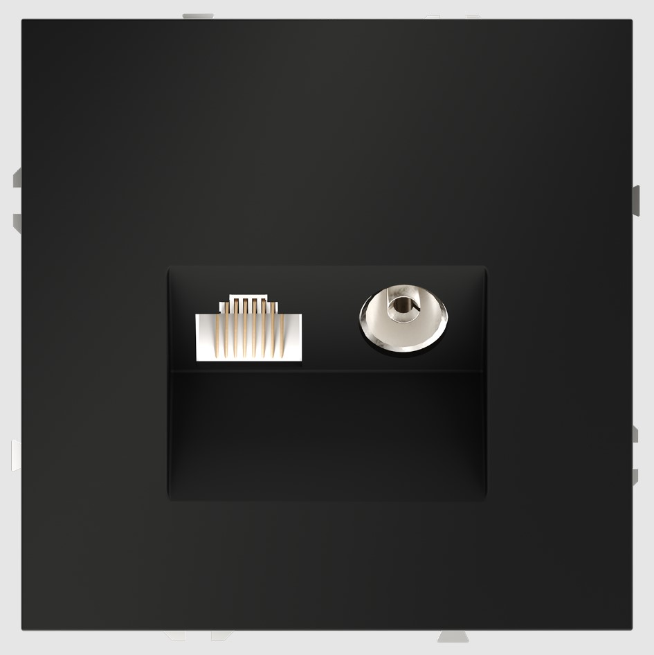 Voltum Розетка телевизионная встраиваемая VOLTUM S70 TV+RJ45 кат. 6, (черный матовый) VLS060708