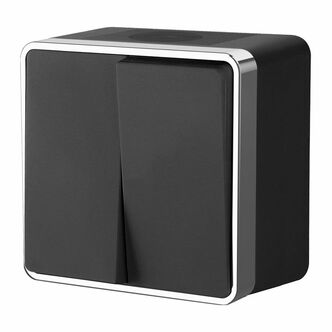 Werkel W5020235  Выключатель двухклавишный влагозащищенный Gallant (черный хром)