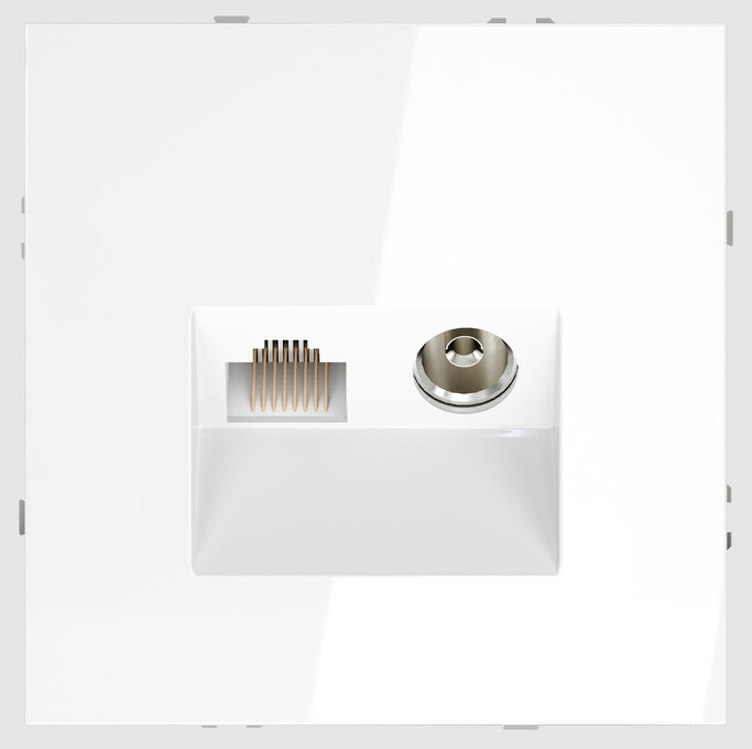 Voltum Розетка телевизионная встраиваемая VOLTUM S70 TV+RJ45 кат. 6, (белый глянцевый) VLS060701