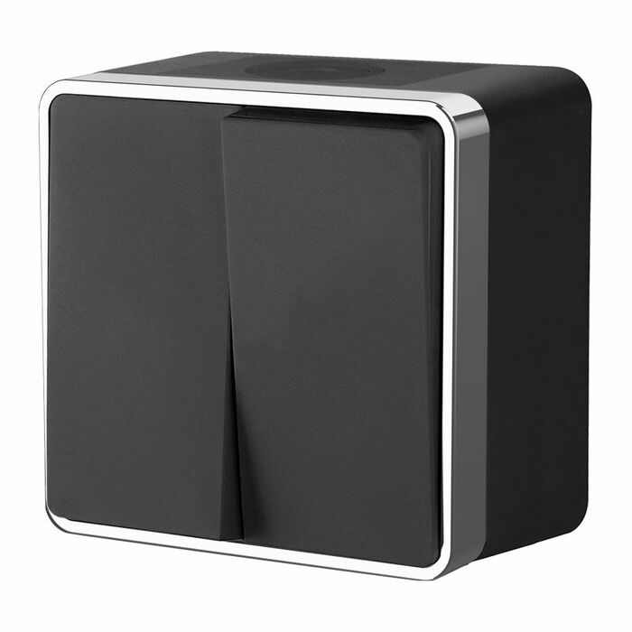 Werkel W5020235  Выключатель двухклавишный влагозащищенный Gallant (черный хром)