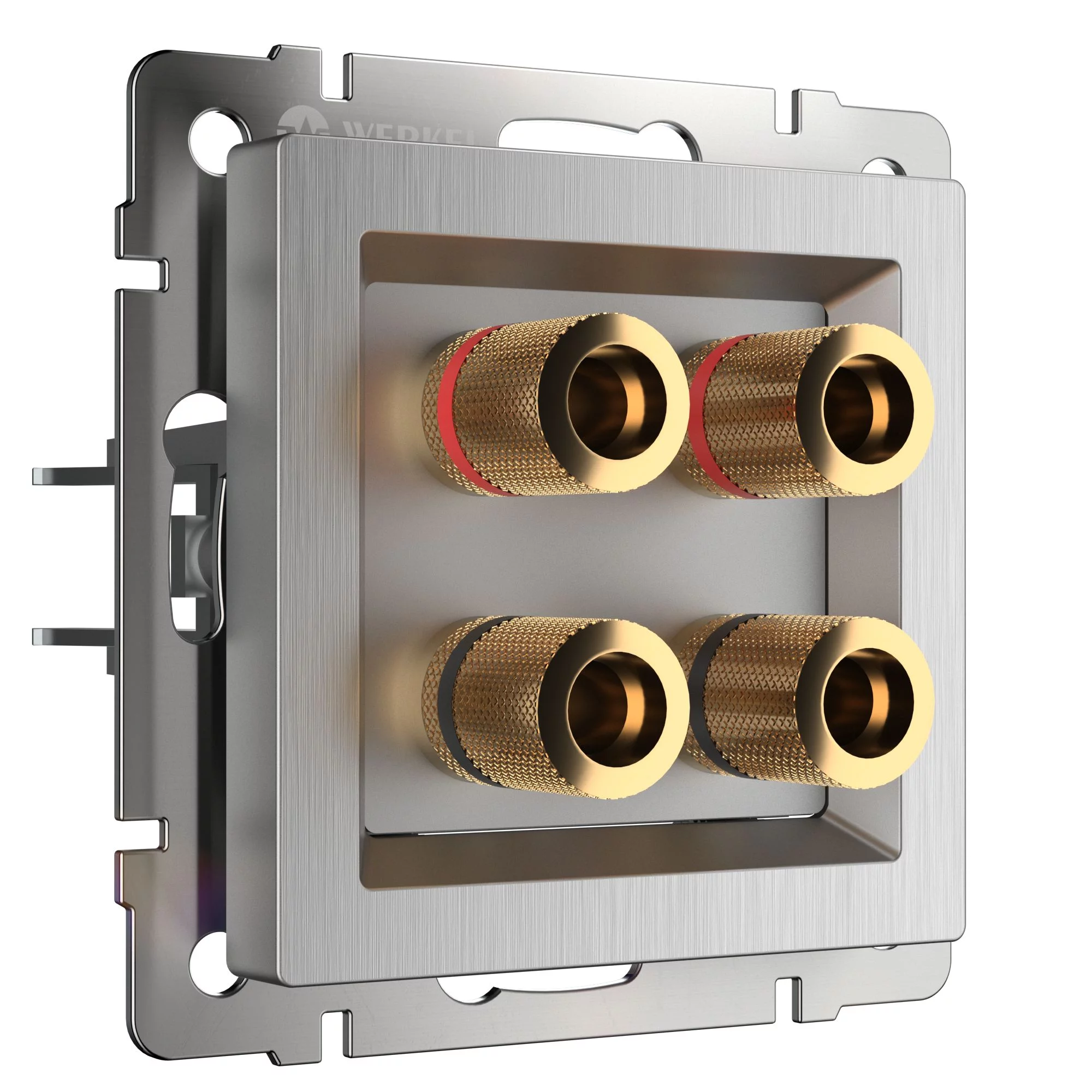 Werkel WL09-AUDIOx4   Акустическая розетка (cеребряный рифленый)