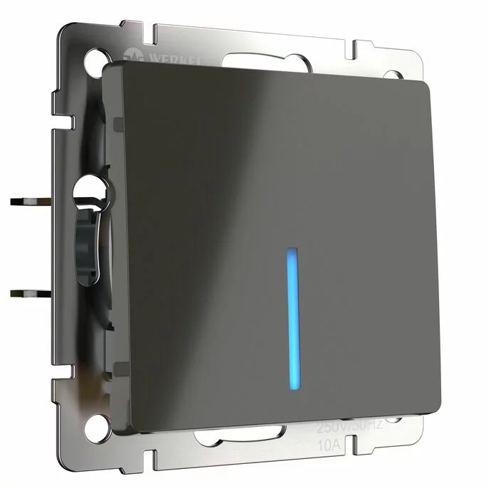 Werkel WL07-SW-1G-2W-LED Выключатель одноклавишный проходной с подсветкой (серо-коричневый)