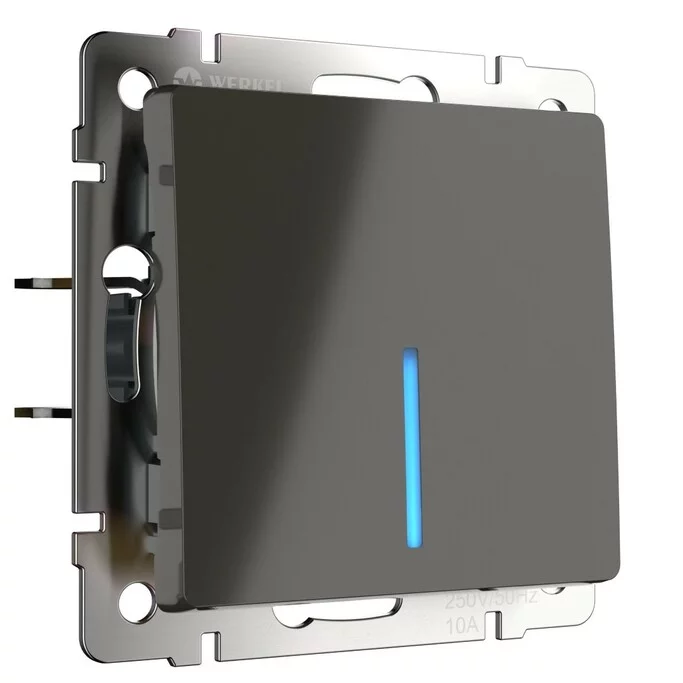 Werkel WL07-SW-1G-2W-LED Выключатель одноклавишный проходной с подсветкой (серо-коричневый)