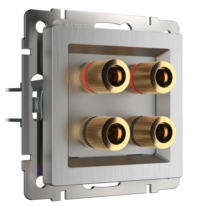 Werkel WL09-AUDIOx4   Акустическая розетка (cеребряный рифленый)