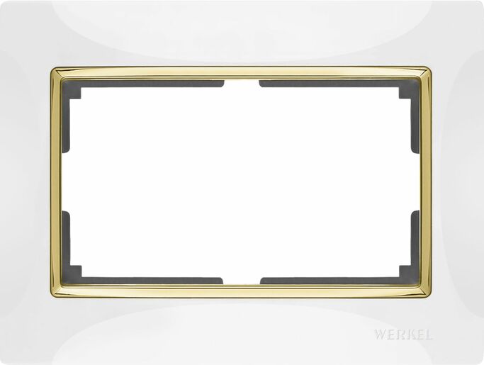 Werkel WL03-Frame-01-DBL-white-GD  Рамка для двойной розетки (белый золото)