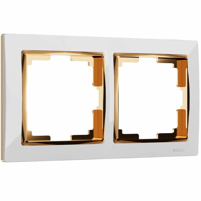 Werkel WL03-Frame-02-white-GD  Рамка на 2 поста (белый золото)