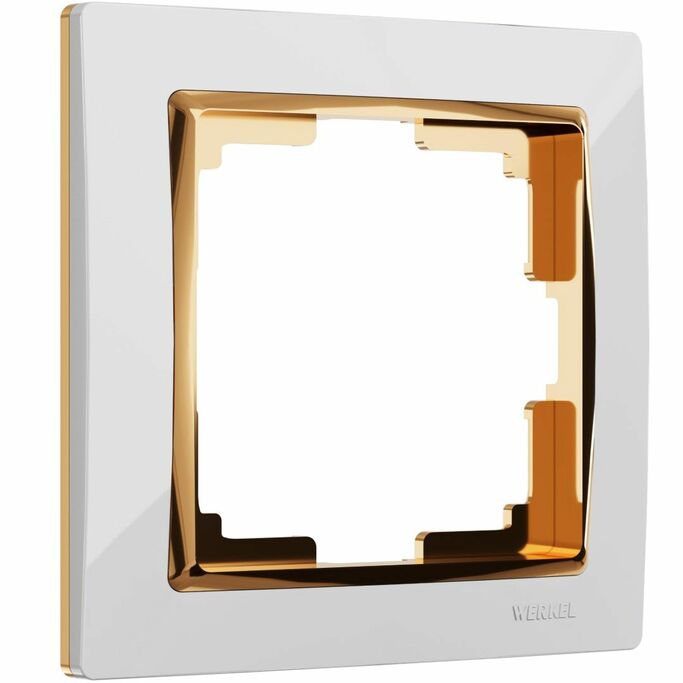 Werkel WL03-Frame-01-white-GD  Рамка на 1 пост (белый золото)