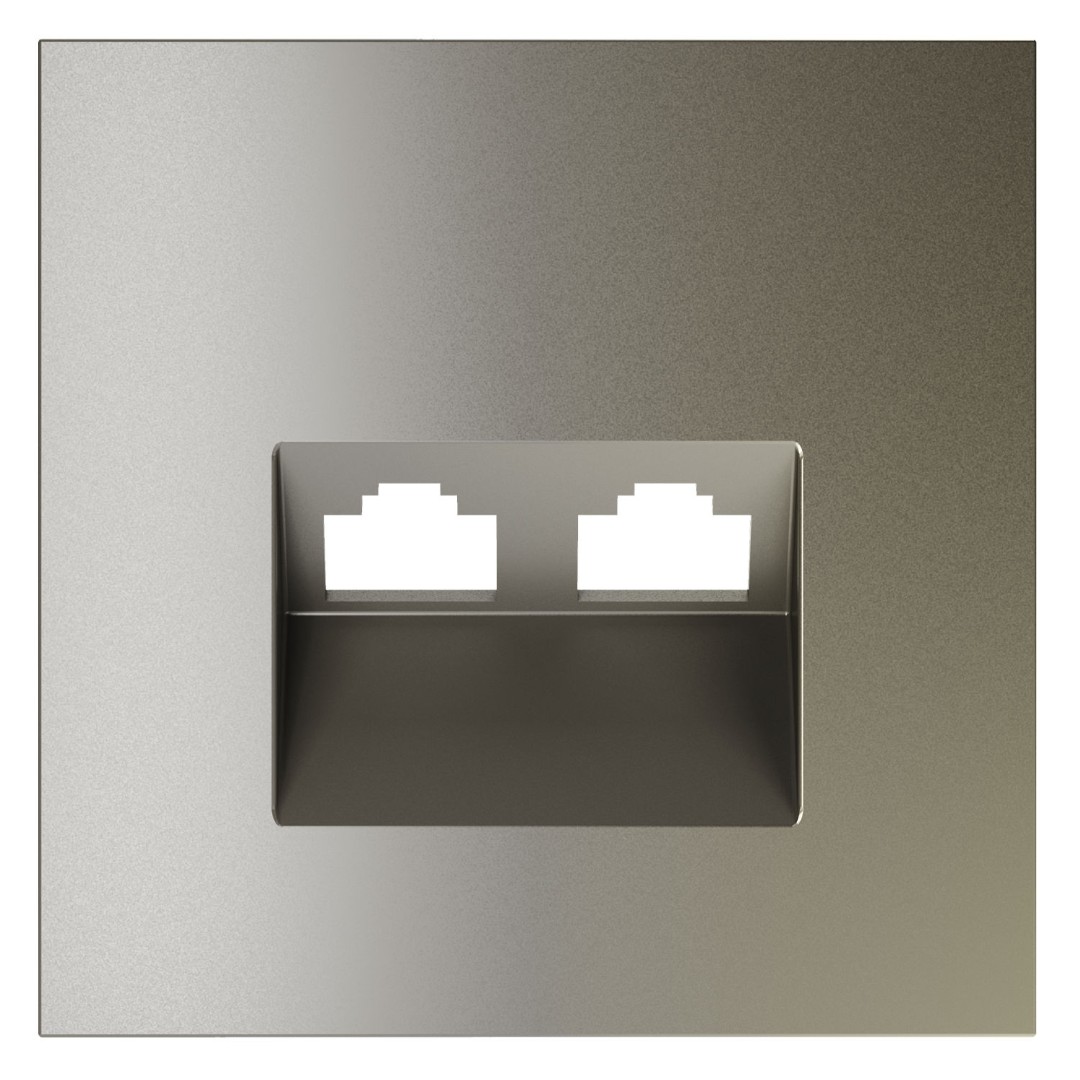 Voltum VLS001404 Накладка для розетки компьютерной двойной RJ45+RJ45 кат.6, S70 (шелк)