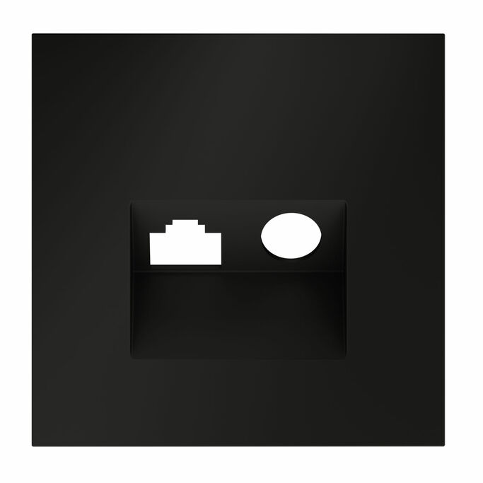 Voltum VLS002708 Накладка для розетки TV+RJ45 кат. 6, S70 (черный матовый)