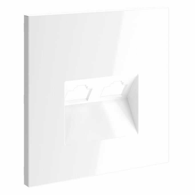 Voltum VLS001401 Накладка для розетки компьютерной двойной RJ45+RJ45 кат.6, S70 (белый глянцевый)