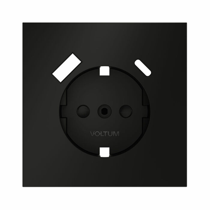Voltum VLS001008 Накладка для розетки с заземлением и защитными шторками, с USB A+C, S70 (черный мат
