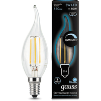 Лампа Gauss LED Filament Candle tailed dimmable E14 5W 4100К 1 10 50 104801205-D