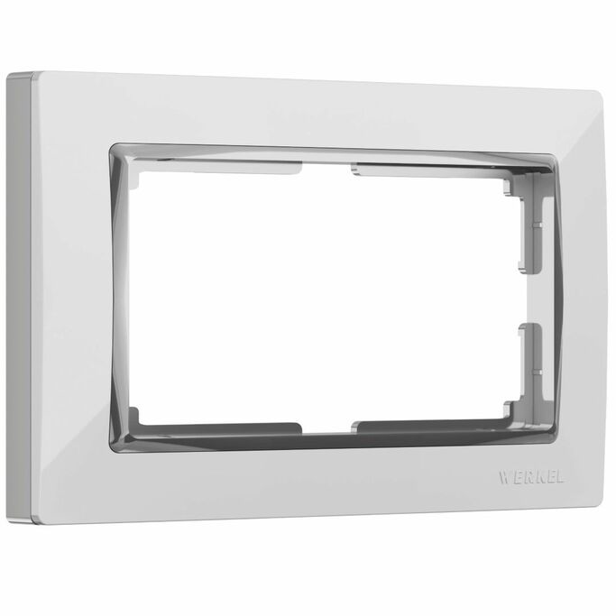 Werkel WL03-Frame-01-DBL-white   Рамка для двойной розетки (белый хром)