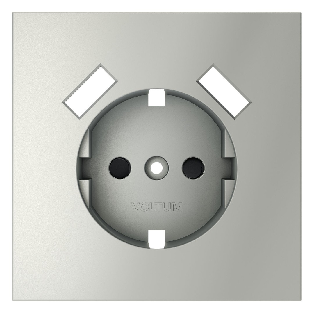 Voltum VLS000905 Накладка для розетки с заземлением и защитными шторками, с USB A+A, S70 (сталь)