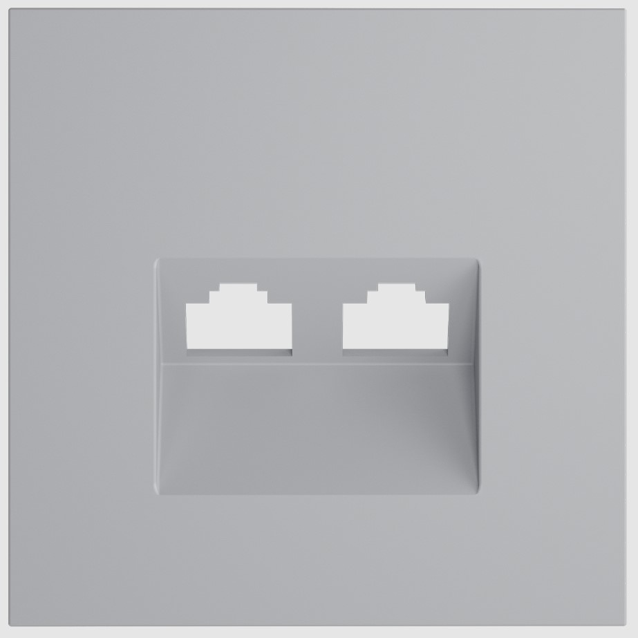 Voltum VLS001416 Накладка для розетки компьютерной двойной RJ45+RJ45 кат.6, S70 (серый)