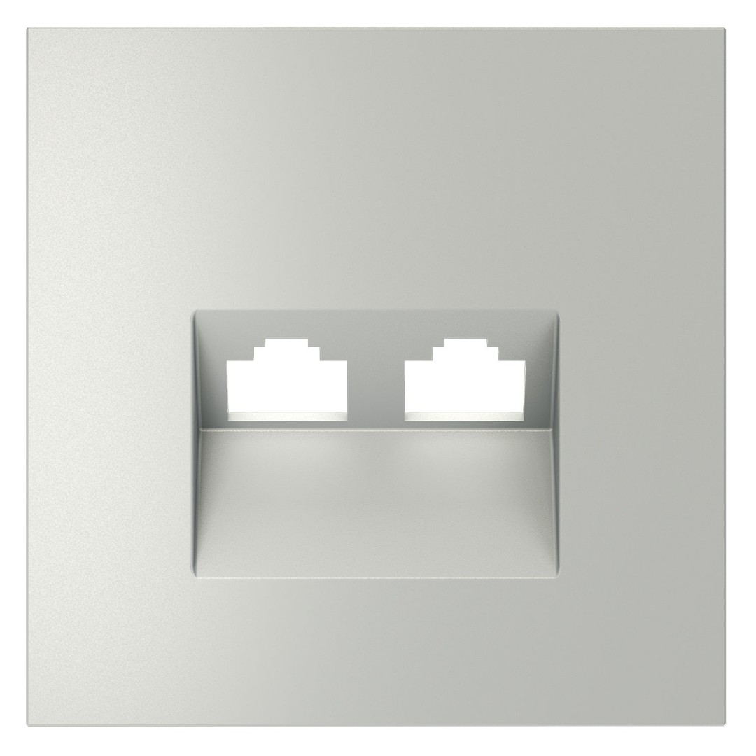 Voltum VLS001405 Накладка для розетки компьютерной двойной RJ45+RJ45 кат.6, S70 (сталь)