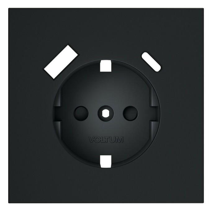 Voltum VLS001007 Накладка для розетки с заземлением и защитными шторками, с USB A+C, S70 (графит)