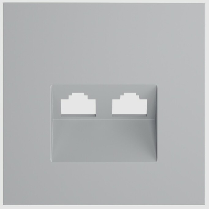 Voltum VLS001416 Накладка для розетки компьютерной двойной RJ45+RJ45 кат.6, S70 (серый)