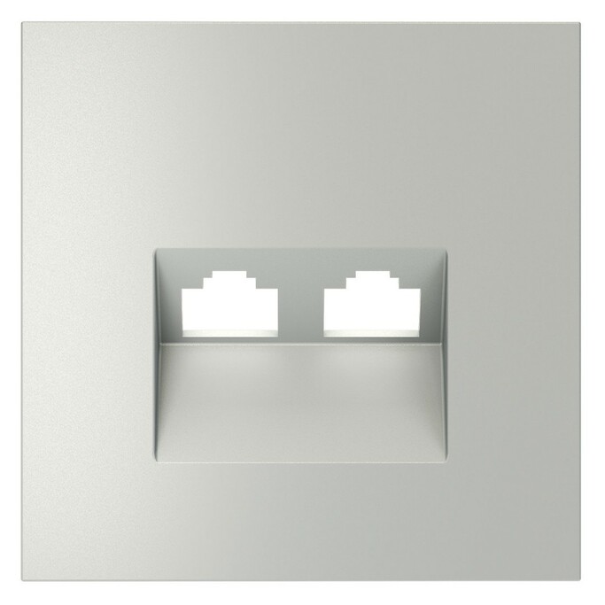 Voltum VLS001405 Накладка для розетки компьютерной двойной RJ45+RJ45 кат.6, S70 (сталь)