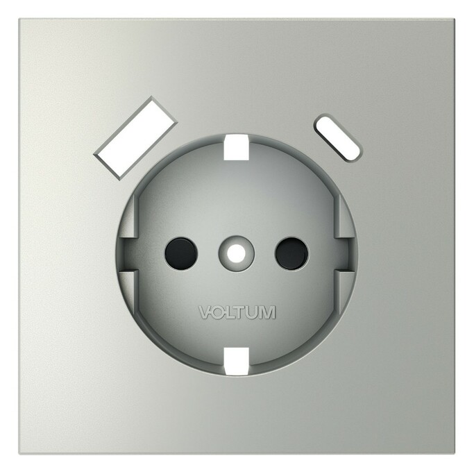 Voltum VLS001005 Накладка для розетки с заземлением и защитными шторками, с USB A+C, S70 (сталь)