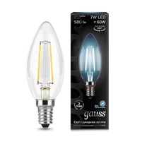 Лампа Gauss LED Filament Candle E14 7W 4100К 1 10 50 103801207