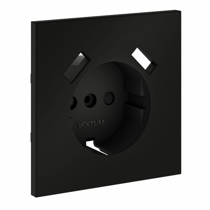 Voltum VLS000908 Накладка для розетки с заземлением и защитными шторками, с USB A+A, S70 (черный мат
