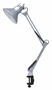 Лампа настольная GENERAL GTL-044 60W Е27 металл пластик, серебро на осн.+струбцина 800144