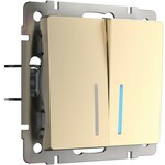 Werkel W1122111  Выключатель двухклавишный проходной с подсветкой (шампань)