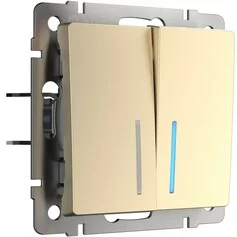 Werkel W1122111  Выключатель двухклавишный проходной с подсветкой (шампань)