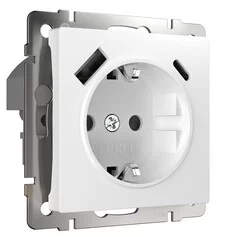 Werkel W1171701  Розетка с заземлением, шторками и USB тип A+C (белый)