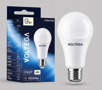 VOLTEGA Светодиодная лампа Ультра Стандарт Шар 9Вт 4000K E27 (3044)