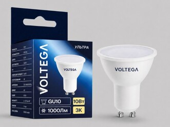VOLTEGA Светодиодная лампа Ультра Стандарт MR16 10Вт 3000K 38° GU10 (3097)