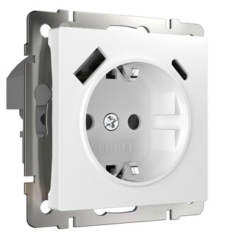 Werkel W1171701  Розетка с заземлением, шторками и USB тип A+C (белый)