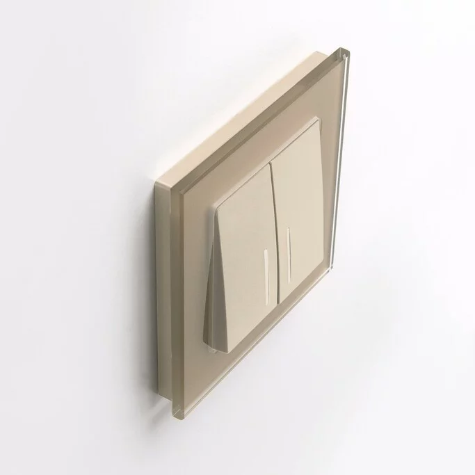 Werkel W1122111  Выключатель двухклавишный проходной с подсветкой (шампань)