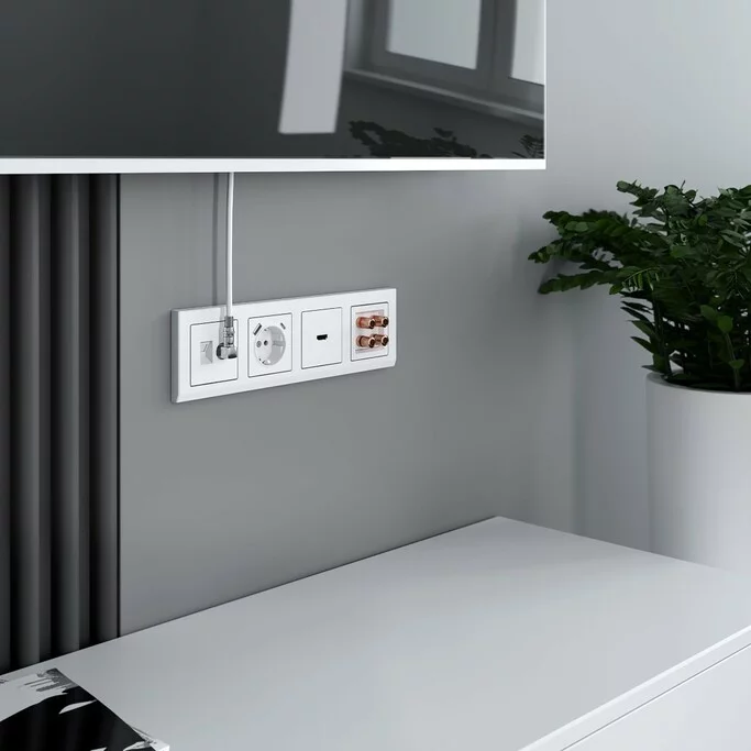 Werkel W1171701  Розетка с заземлением, шторками и USB тип A+C (белый)