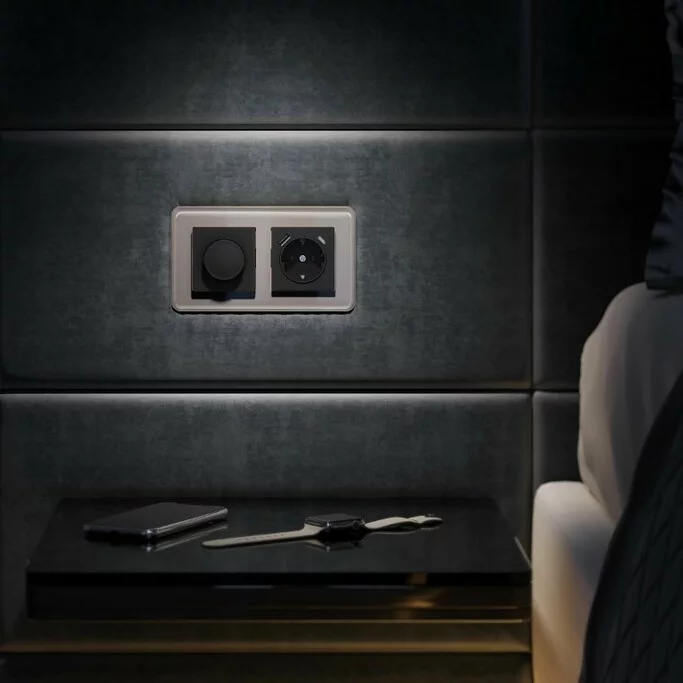 Werkel W1171708  Розетка с заземлением, шторками и USB тип A+C (черный)