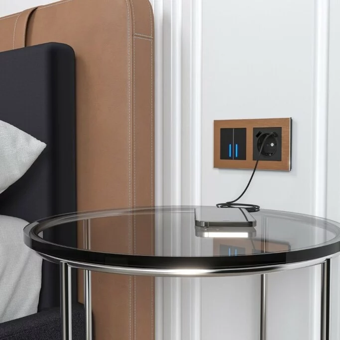 Werkel W1171708  Розетка с заземлением, шторками и USB тип A+C (черный)