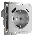 Werkel W1171765  Розетка с заземлением, шторками и USB тип A+C  (серебряный матовый)