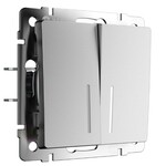 Werkel W1122165  Выключатель двухклавишный проходной с подсветкой (серебряный матовый)