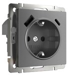 Werkel W1171764  Розетка с заземлением, шторками и USB тип A+C  (графит матовый)