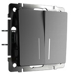 Werkel W1122164  Выключатель двухклавишный проходной с подсветкой (графит матовый)